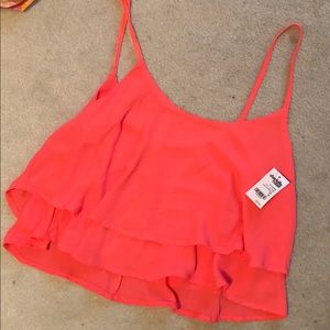 Charlotte Russe hot pink cropped shirt